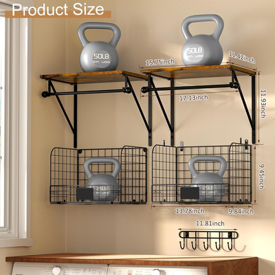 #ad #ad Laundry Room Shelves Wall Mounted with Wire Baskets Over the Washer and Dryer $60.36