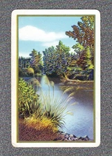 Vintage Swap Playing Card SCENERY RIVER Litho Blank Back Collection