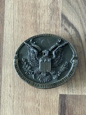 VTG 1981 I'm Proud To Be An American Belt Buckle W/ Eagle Bergamot Brass Works