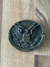 VTG  I'm Proud To Be An American Belt Buckle W/ Eagle 1981 Bergamot Brass Works
