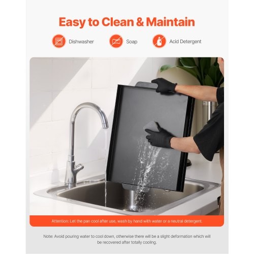 VEVOR Carbon Steel Griddle, 22x16 inch Universal Flat Top Rectangular Plate, Gas