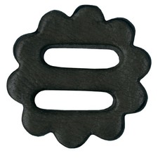 C-TY06 06 Pc. Hilason Slotted Scalloped Leather Rosette Concho Saddle Black 1-1/