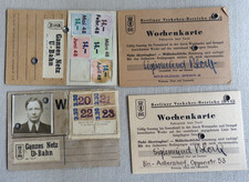 1948 BERLIN BVG LOT Kartka miesięczna + 3 tygodniowa karta Mann Adlershof ze znaczkami wartości