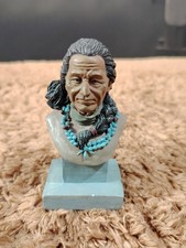 Handpainted Vintage Navajo Collectible Figurines Native American bust statue -2