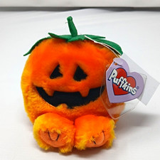 SWIBCO Puffkins Pumpkin Jack-O-Lantern Mini Beanbag Plush w/ Tag 1998 MPN 6967