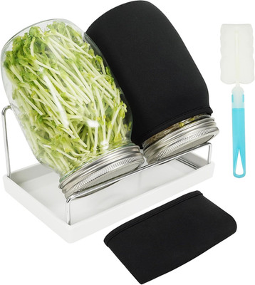 Sprouting Jar Kit Seed Sprouter Set for Growing Broccoli, Alfalfa, Mung Bea, Pre