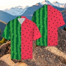 Watermelon Hawaiian Shirt Summer Button Up - Adults and Youth