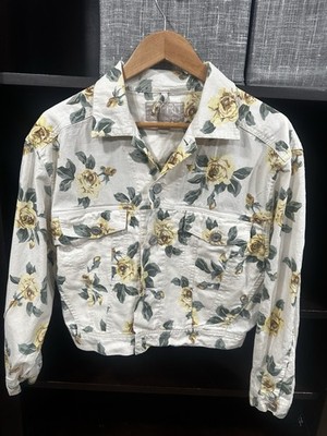 Esprit Women s Floral Button Front Short Jacket, Long Sleeve, Pockets, M