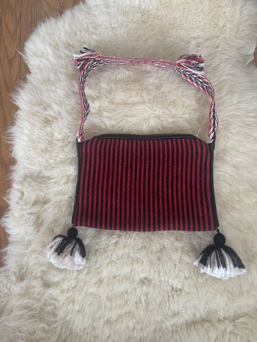 Isabel Marant Cloth Woven Leather Trim Handbag Boho - Afbeelding 1 van 10