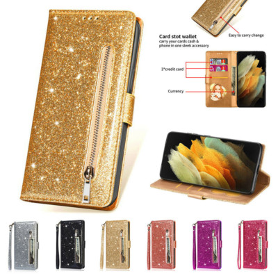 Glitter Zipper Wallet Phone Case For Samsung A16 A36 A54 A14 A33 A13 A53 A23 A34