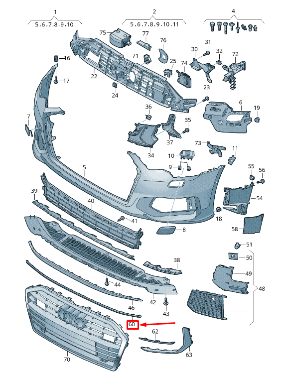 AUDI A6 C8 Front Bumper Spoiler 4K08077173HB 4K0807717 3HB NEW