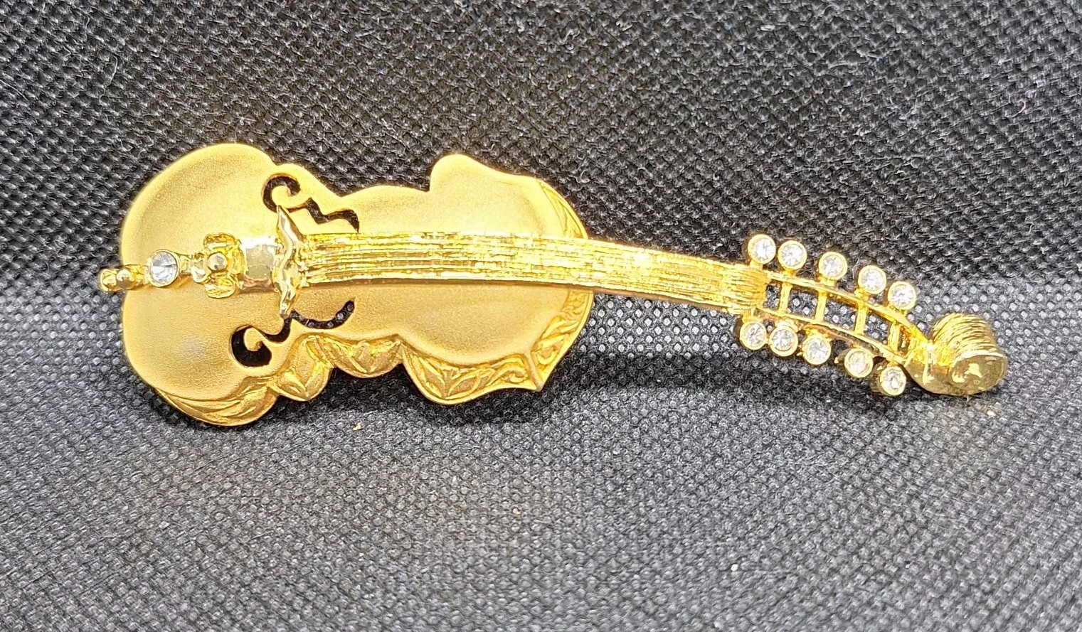 Tona String Instrument Rhinestone Gold Brooch-Vio… - image 15