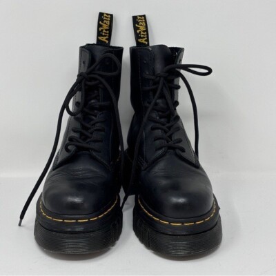 DR. MARTENS Audrick Black Nappa Leather Platform 8-Eye Ankle Boots