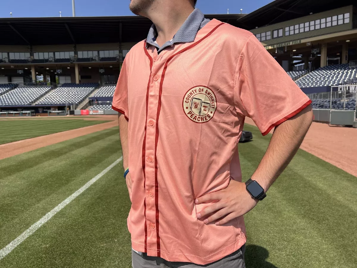 Brand New Never Worn Gwinnett Stripers Peach Coca-Cola Jersey Medium 2023