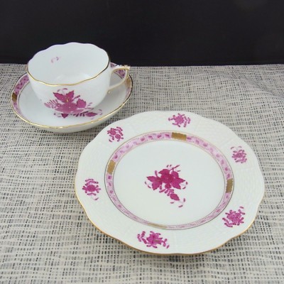schönes Gedeck Herend Tasse,Untertasse,Teller #AB