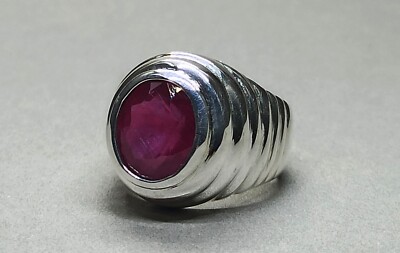 Dunkelroter Natur Rubin Ring 925 Sterling Silber Handarbeit Herrenring Yaqoot Ring