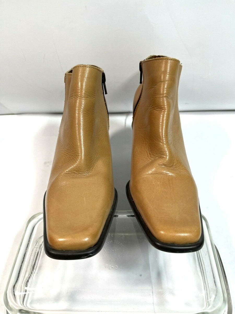 Anthropologie Sixty Seven Tan Square Toe Ankle  Heel Boots Womens 39 EU  8 US View 3