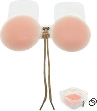 Push Up Adhesive Bra, Breast Lift Silicone Nipple Covers with Drawstring 3.9inch