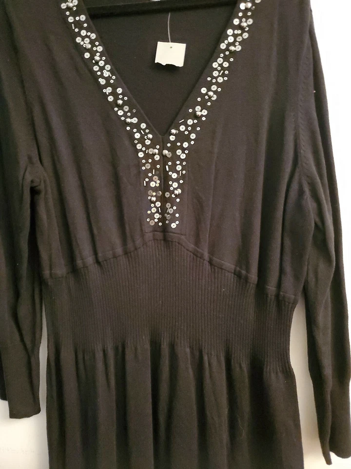 Vestido Suéter Para Mujer Colección NY Gris Metálico Embellecido Talla 2X Nuevo Con Etiquetas Foto 3 de 4