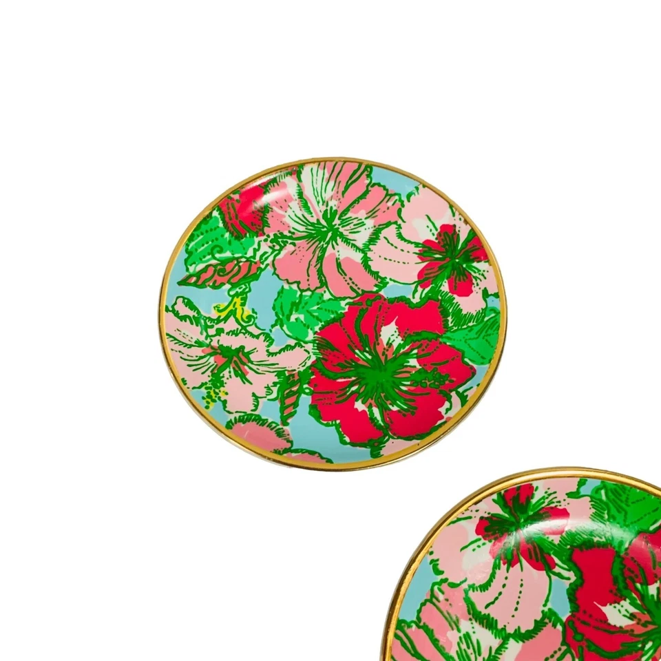 Lote de 3 platos trivet de cerámica Lilly Pulitzer verde y rosa Foto 3 de 4