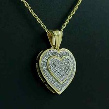 2Ct Round Cut VVS1 Diamond Cluster Heart Pendant 14k Yellow Gold Over Free Chain