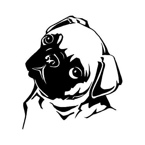 Black Cute Pug Dog Vinyl Decal Sticker for Macbook Laptop Car Window Wall Door - Image 2 of 4