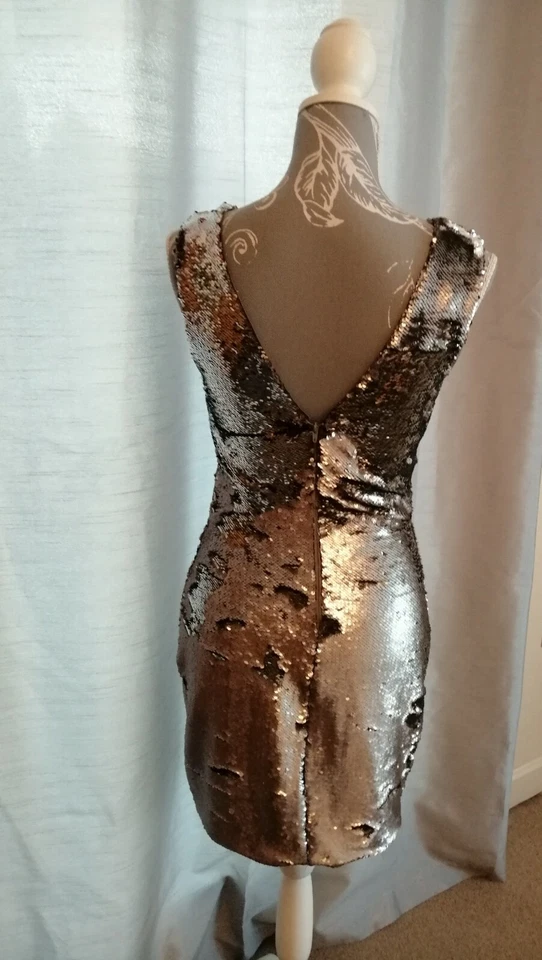 Ladies Silver Embellished party/evening Dress. Size 10. Eu38. Used Once - Image 3 of 4