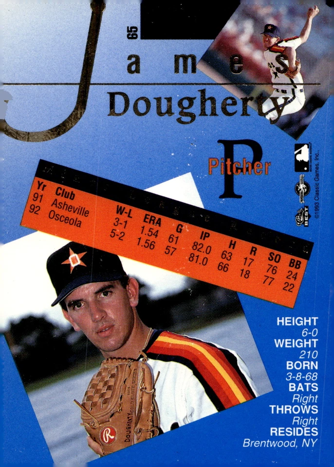 1993 Classic Best Gold #65 James Dougherty - Image 2 of 2