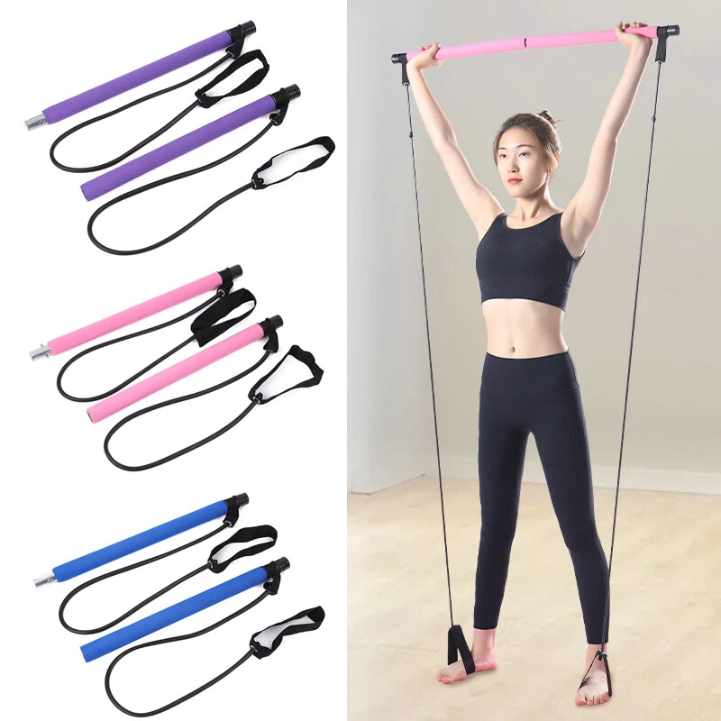 Pilates Stretch Rope Gym Stick Yoga Exercise Bar Trainer Portable Elastic  Tool