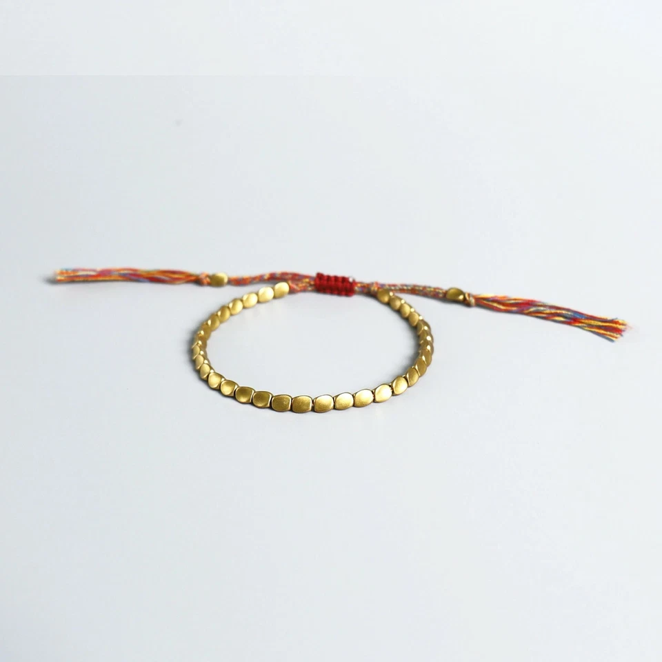 Tibetisches Glücksarmband Kupfer Perlen Handgefertigt Verstellbar Buddhistisch - Bild 4 von 4