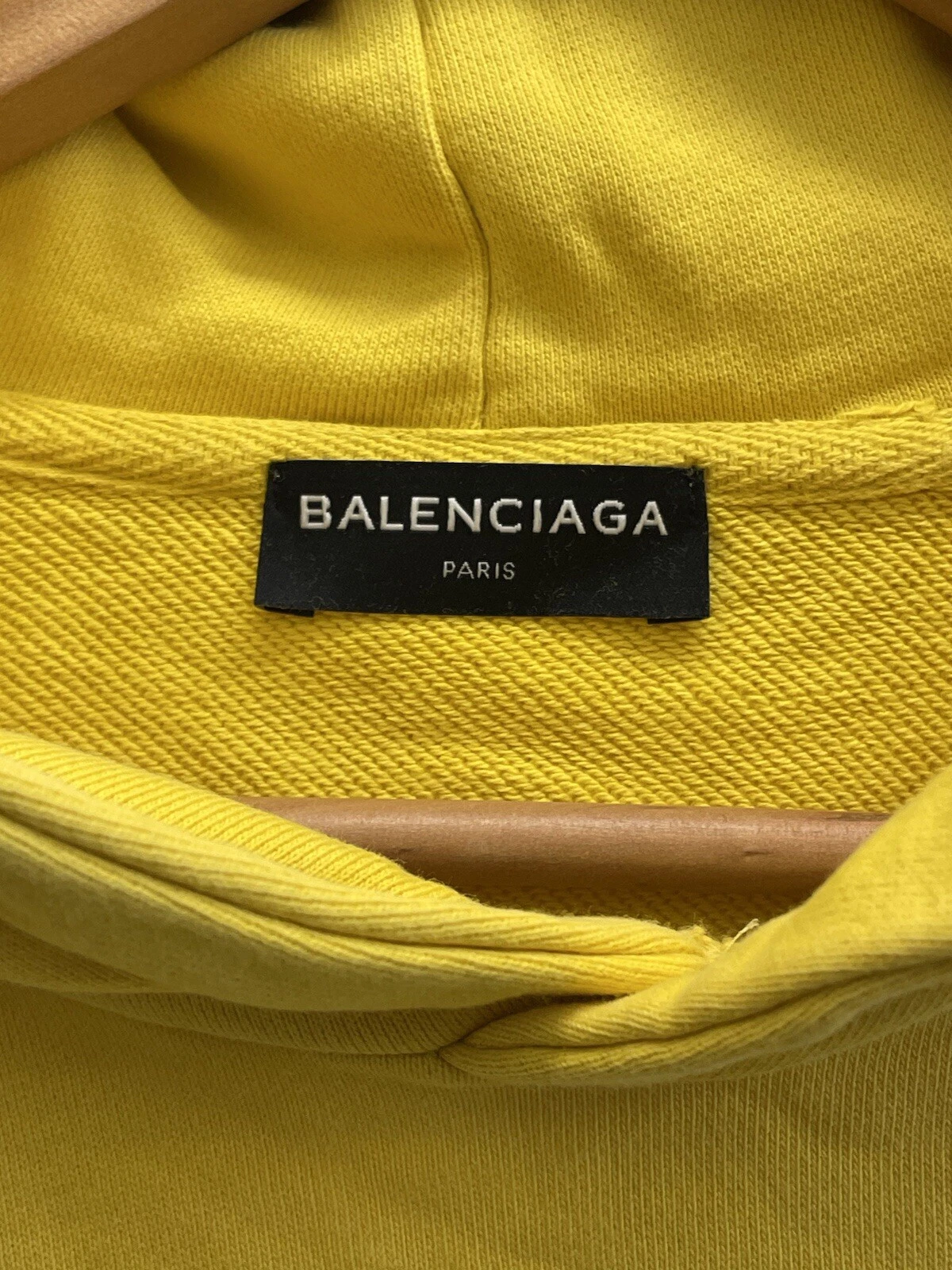 Autentica felpa con cappuccio BALENCIAGA UOMO cotone giallo "Il potere dei sogni" taglia XS