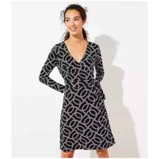 NWT~ANN TAYLOR LOFT~Black DAISY Flower CHAIN Wrap DRESS~XXS~NEW!