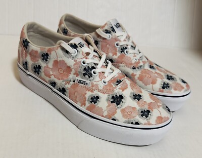 Vans Platform Sneaker Floral Pink White Womens Doheny California Poppy Size  10