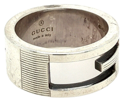 GUCCI オールド925ネックレス 925ネックレス 925リング 他リング Gucci Sterling Silver 925 Open G Logo Ring 7.33 Grams Size 4.5