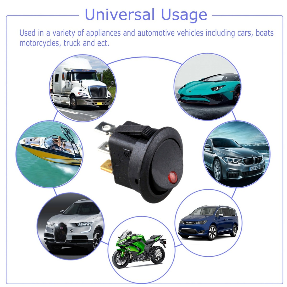 20PCS ROCKER SWITCH Toggle 12V Led Light Car Auto Boat Round ON/OFF SPST 20 AMP - Foto 4