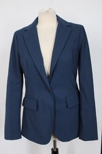 Theory 6 Blue Precision Ponte Stretch Knit One-Button Riding Blazer Jacket