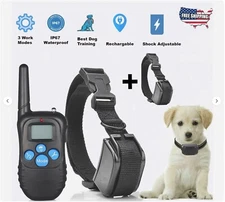 DOUBLE Dog Shock Training Collar Rechargeable Control Waterproof IP67 330 Yards
