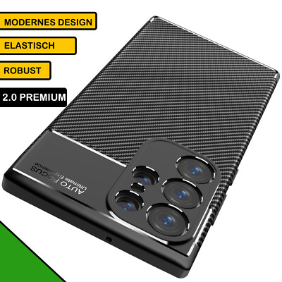 Hülle Für Samsung S24 S23 FE A55 A35 S22 Ultra Cover Carbon Optik Case Silikon