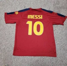 FC Barcelona FCB Rhinox Mens Soccer Jersey Lionel Messi #10 Signature Red 42