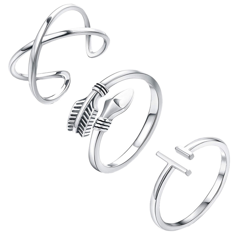 3PCS Thumb Rings Band Rings Set Creative Finger Rings Wrap Open Rings