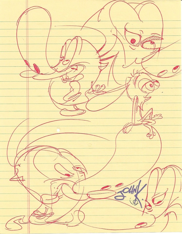 John K. Kricfalusi Ren & Stimpy Signed Original Sketch Auto 8.5x11 PSA/DNA #3 Comic Art