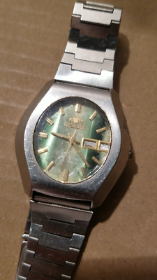 Vintage Orient Crystal 23 Jewels Automatic Men's Watch Green Dial