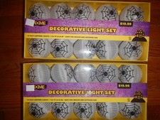 2 BOXES OF 10 HOME Spider/ Web Decorative Silk Lantern Light Set Halloween