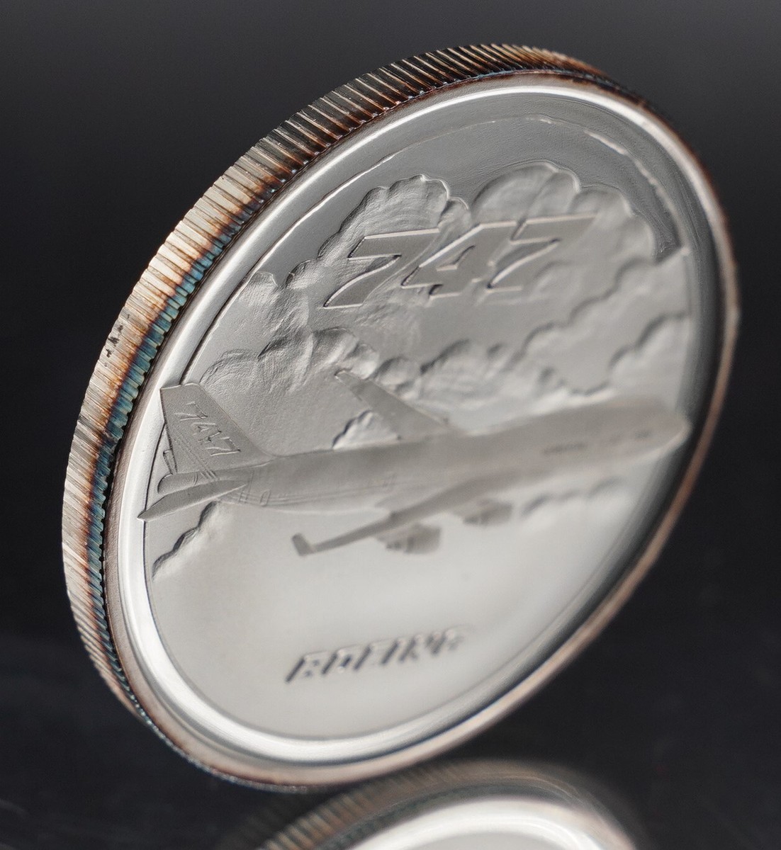 1992 BOEING 747 airplane 75 years quality jet 1oz 999 FINE Silver