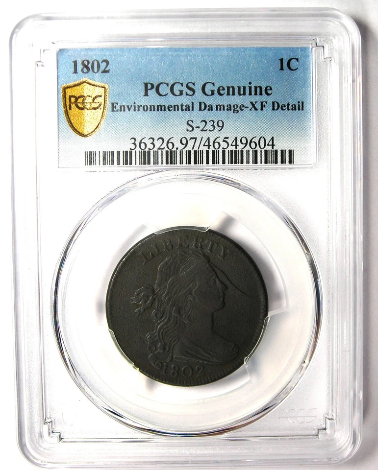 1802 Draped Bust Large Cent 1C - PCGS XF Details (EF) - Rare Early Date Penny - Image 2 of 4