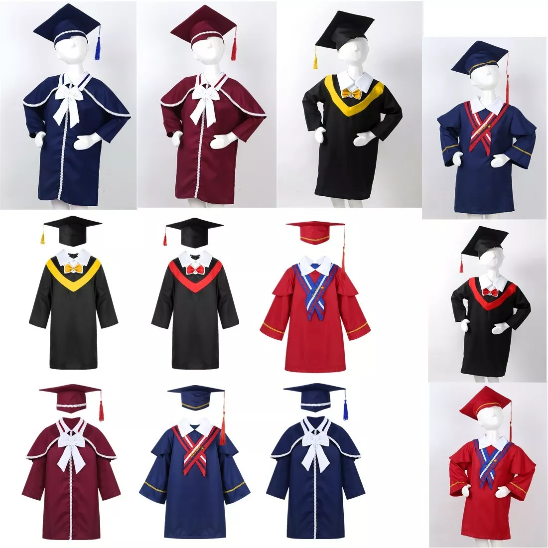 Buy MODERNAZ Graduation gown for kids with cape color (Red, Black, Yellow)  Degree gown costume for convocation for boys & girls (combo 3 pack) (2-4  years) Online at Low Prices in India -