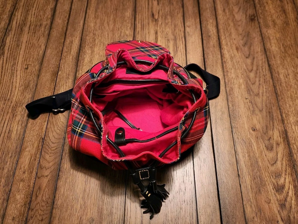 Dooney & Burke Red Plaid Scottish Canvas Leather Tassels  display picture 1