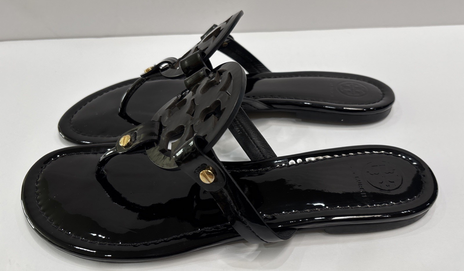 Tory Burch Miller Black Patent Leather Sandals Sz 9 M thumbnail 6