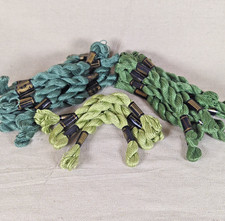 DMC Perle Cotton Size 3 Lot of 26 Skeins 1 of Size 5 Greens Matching Dye Lots