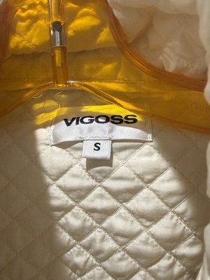 VIGOSS Quilted Collared Short Jacket Ivory Diamond Quilt Women Size S